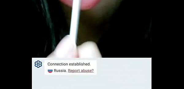  Flashing dick at russian girl , she likes it starts sucking on a lolli pop